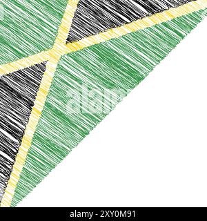 Jamaica Independence Day August 6. Scribble style Jamaica flag vector background. Poster, card, banner. Copy space. Stock Vector