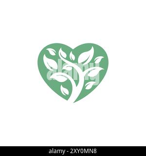 Love Leaf Organic Logo Design Stock Vector