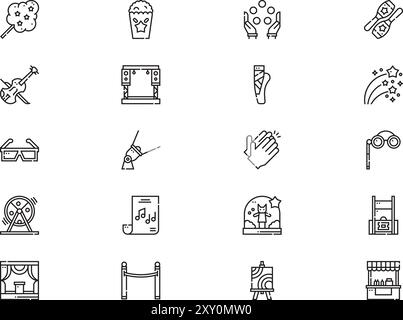 Shows icon collection is a vector illustration with editable stroke. Stock Vector