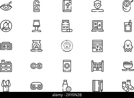 Time to sleep icons collection is a vector illustration with editable stroke. Stock Vector