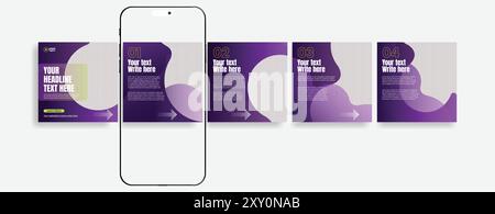 social media carousel post, corporate business marketing ads pack Stock Vector
