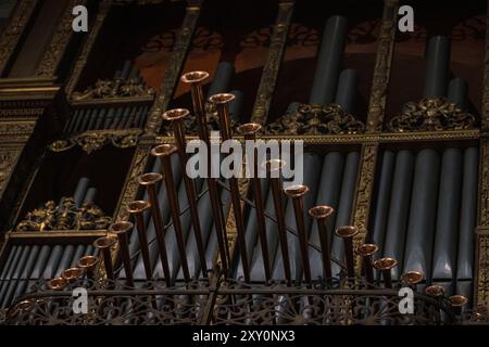 Siena, Italy - July 14, 2024: Interior of Duomo di Siena (Santa Maria Assunta), details of organ in the cathedral Stock Photo