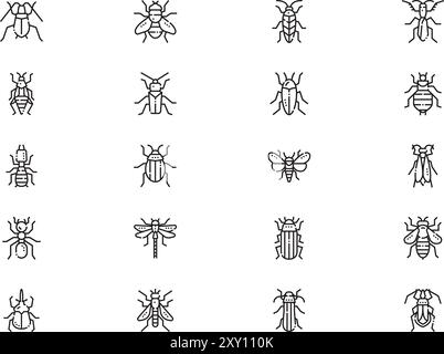 Insects icons collection is a vector illustration with editable stroke. Stock Vector
