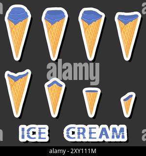 Big colorful set different forms natural dessert ice cream of consisting various ingredients, design ice cream various shape from menu organic nutriti Stock Vector