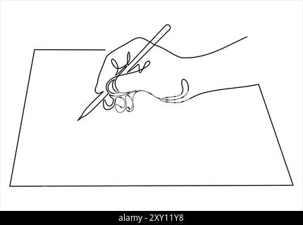Single continuous line drawing of hand gesture on paper. Business to do list concept one line draw design illustration Stock Vector