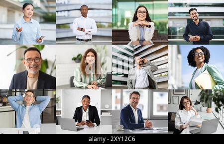 Diverse Group of Professionals Engaged in Various Activities at Office Stock Photo