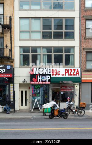 New York, United States - August 27, 2024: 99-cent pizza storefront in NYC Stock Photo