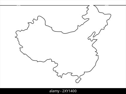 map of china line- continuous line drawing Stock Vector