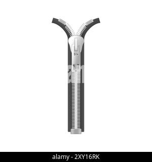 Vector illustration of a zipper, perfect for sewing and tailoring designs. Stock Vector