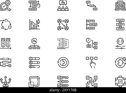 Scrum development icons collection is a vector illustration with editable stroke. Stock Vector