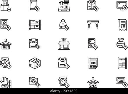 Second hand store icons collection is a vector illustration with ...