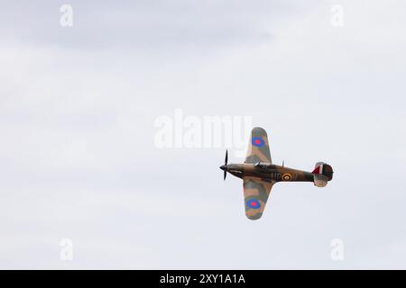 WW2 RAF Hawker Hurricane Mk1 fighter, R4118, UP-W at Little Gransden airfield, Cambridgeshire, England Stock Photo