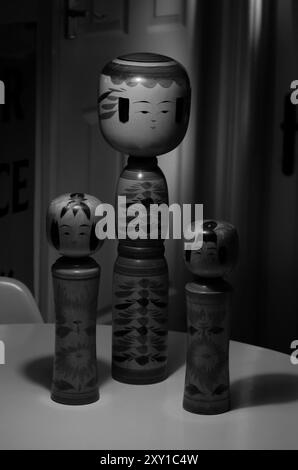 Black and White kokeshi dolls Stock Photo