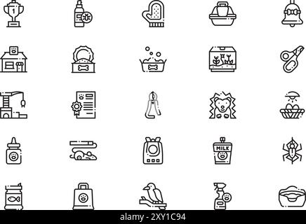 Pet shop icons collection is a vector illustration with editable stroke. Stock Vector