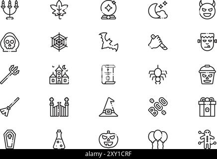 Halloween icons collection is a vector illustration with editable stroke. Stock Vector
