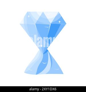 Ice sculpture of diamond on stand, shiny frozen jewel treasure vector illustration Stock Vector
