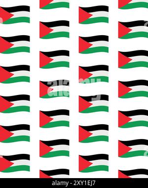 Vector seamless pattern of flat Palestine flag isolated on white background Stock Vector