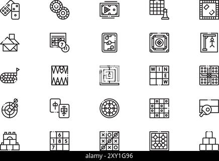 Table games icons collection is a vector illustration with editable stroke. Stock Vector