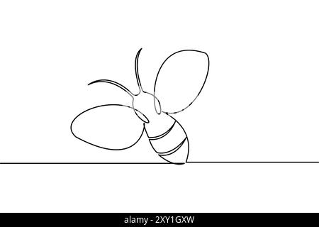 Bee continuous one line drawing and minimalist outline vector icon ...