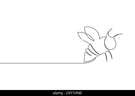 Bee one line art and continuous single line isolated outline vector icon Stock Vector