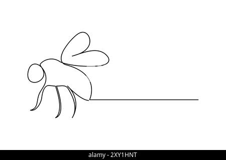 Bee one line art and continuous single line isolated outline vector icon Stock Vector