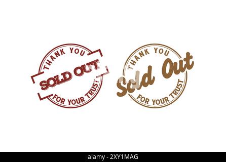 Sold Out Stamp Badge Emblem Logo for Done Deal Buy Sell Product Online Store Logo Design Vector Stock Vector