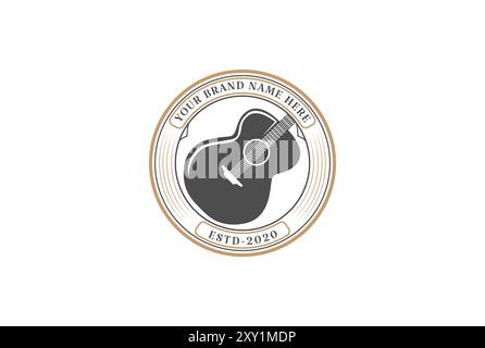 Country Guitar Music Western Vintage Retro Saloon Bar Cowboy logo design Stock Vector