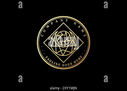 Golden Moon Sun Mosaic Crystal for Astrology Astronomy Horoscope Logo Design Vector Stock Vector