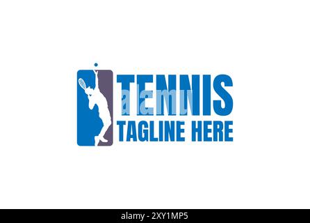 Serve Man Silhouette with Ball for Tennis Sport Club Logo Design Vector Stock Vector