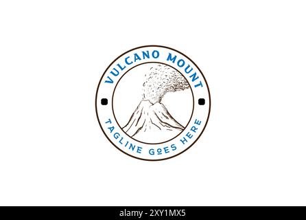 Retro Vintage Volcano Mountain Badge Emblem Label for Adventure Logo Design Vector Stock Vector