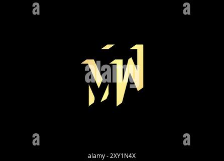 Elegant Luxury Golden Initial Letter MW WM Logo Design Vector Stock Vector