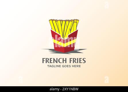 Simple French Fries with Red Box for Food Restaurant Eatery Cafe Logo Design Vector Stock Vector