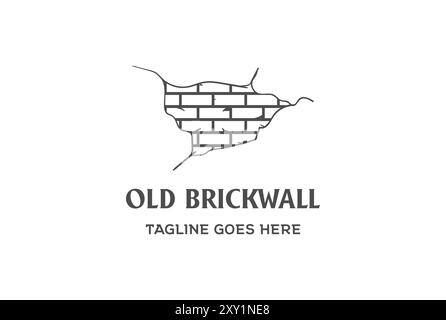 Simple Minimalist Retro Vintage Old Brick Wall Logo Design Vector Stock Vector