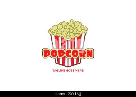 Playful Popcorn Snack with Paper Box Logo Design Vector Stock Vector
