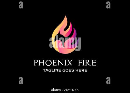 Colorful Modern Eagle Falcon Hawk Phoenix Bird Fire Flame Logo Design Vector Stock Vector