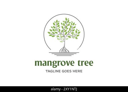 Modern Green Mangrove Plant Tree for Garden Park Conservation Logo Design Vector Stock Vector