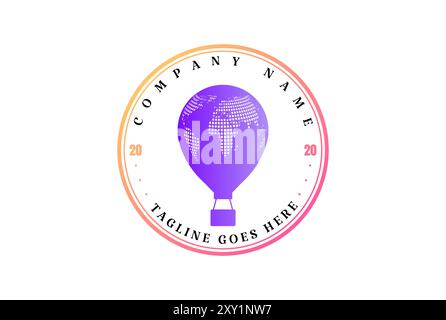 Vintage Retro Flying Air Balloon for Sky Travel Badge Emblem Label Logo Design Vector Stock Vector