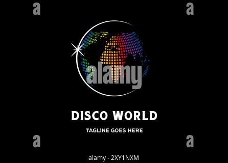 Modern Earth Globe World Map Disco Dj Lamp Logo Design Vector Stock Vector
