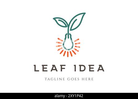 Light Bulb Leaf Garden Plant Innovation Logo design vector Stock Vector
