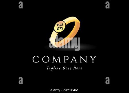 Elegant Luxury Golden Ring Circlet for Jewelry Boutique Store Logo Design Vector Stock Vector