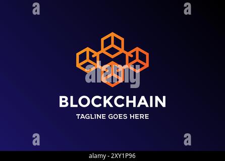 Geometric Modern Simple Minimalist Box Cube Block Chain Logo Design Stock Vector