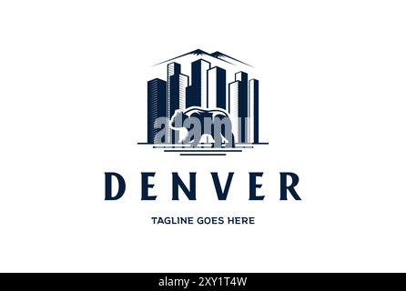 Denver Mountain City Bear Silhouette Logo Design Vector Stock Vector