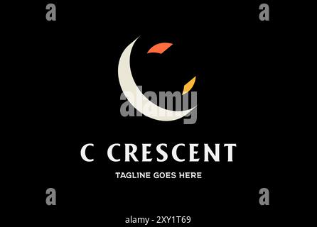 Simple Minimalist Initial Letter C for Crescent Moon Logo Design Vector Stock Vector