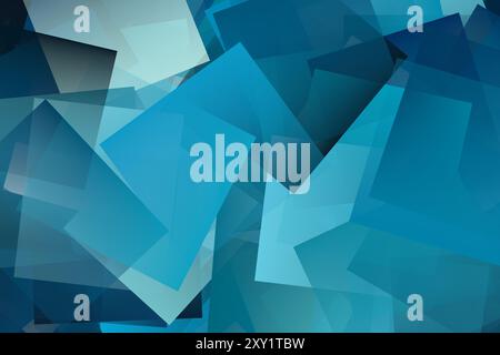 A cubist image filled with blue cubes of varying sizes and perspectives. Stock Photo