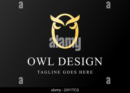 Golden Initial Letter O for Owl Bird Monogram Logo Design Vector Stock Vector