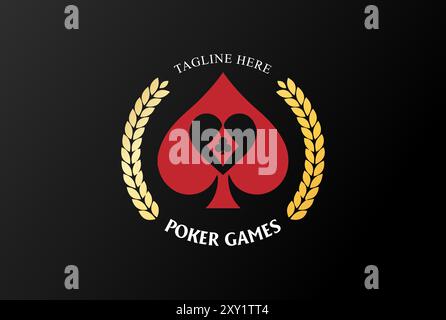 Simple Spade Ace with Laurel Leaf for Game Poker Casino Logo Design Vector Stock Vector