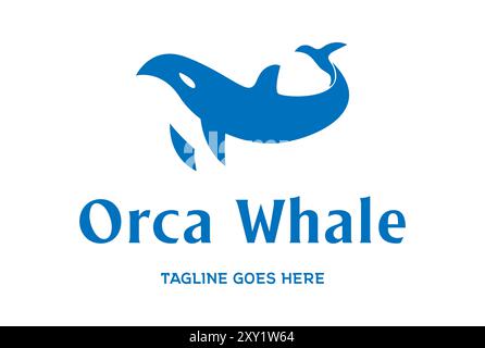 Simple Minimalist Ocean Blue Orca Whale Silhouette Logo Design Vector Stock Vector