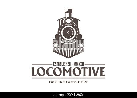 Vintage Old Locomotive Train Machine Logo Design Vector Stock Vector