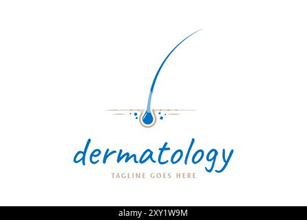 Simple Modern Skin with Hair for Dermatology Doctor Clinic Care or Consultation Logo Design Vector Stock Vector