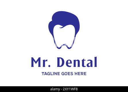 Man Male with Dent Tooth Face for Dental Dentistry Doctor Clinic Logo Design Vector Stock Vector